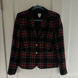 J. Crew Women's Tartan Blazer - Black and Red